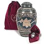 The Severn Cremation Urn. A Hand Engraved Cremation Urn Manufactured From Solid Brass With Marble Patina Finish. 3" Keepsake.
