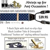 Navy Blue with Red dot suspenders- Patented dual clips