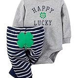 カーターズ Carter's ロンパース ボディスーツ 長袖 綿100% ＆ ボーダー柄 パンツ 綿100% 2点セット St. Paddy's Day Bodysuit & Pant Set 24M