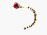 14 karat with genuine RUBY gemstone nose screw