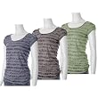 Jamie and Layla Cap Sleeve Shirred Side Stripe Top