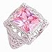 lingmei10mm*13mm Emerald Cut Cz Created Pink Stones Wedding Women's Ring US Size