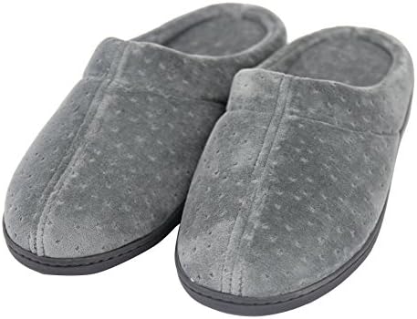 Gohom Women's Memory Foam Velvet Indoor Slippers Dark Gray US 7/8
