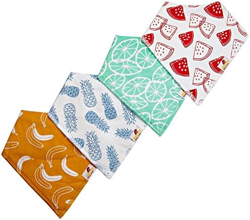 Adovely Baby Bandana Bib Set, 4-Pack Super Absorbent Drool Bandana Bibs (Tropical)