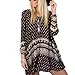 EFINNY Women's Bohemia Style Long Sleeve Sundress Beach Dress