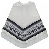NEW ARRIVAL PERUVIAN ALPACA WOOL PONCHO CREWNECK IVORY DESIGN LLAMA 28" ONE SIZE WARM AND SOFT
