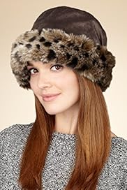 Animal Print Faux Fur Trim Pull On Hat