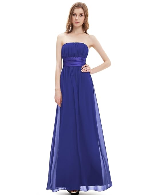 Ever Pretty Superbe robe bustier longue de soiršŠe de style Empire avec ceinture ornšŠe d'un n?ud 09060 12UK Bleu saphir