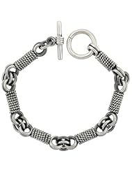Sterling Silver Rope Wrapped Link Bracelet Toggle Clasp Handmade 3/8 inch wide, sizes 8, 8.5 & 9 inch
