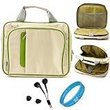 Green Durable Pinn Messenger Carrying Bag with Removable Shoulder Strap for ASUS Transformer Prime Android 10.1-inch Tablet + Black Headphone + SumacLife TM Wisdom*Courage Wristband