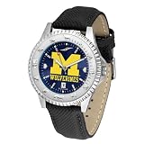 Michigan Wolverines NCAA Anochrome Competitor Mens Watch (Poly/Leather Band)