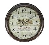 Wine Barrel Motif 23 Inch Diameter Metal Wall Clock