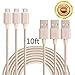 Bestfy 10 Feet Extra Long Tangle-Free Nylon Braided Micro USB 2.0 Power Cable Cord With Aluminum Heads for Smartphones, Tablets, MP3 Players - Golden