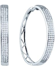 0.80ctw Diamond Micro-Pave Hoop Earrings 10K White Gold