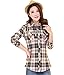Women's V Neck Slim Long Sleeve Classic Plaid Shirts Button-up Shirts