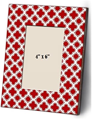 Shabby Chic Decor Red & White Wood Picture Frame Rustic Photo Frame Country