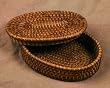 Small Oval Rattan Basket with Lid - Indonesian