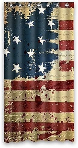 Tall Switch Fabric American Flag window Curtain 52"W x 84"L
