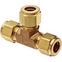 Parker A-Lok 1ET1-B Brass Compression Tube Fitting, Tee, Tube OD