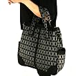 Plaid Large Handbag Tote Shoulder Body Bag Zipper Black with Gray