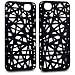 BLACK NEW IPHONE 4S / IPHONE 4 WOOD CUT STYLE RUBBER HARD BACK COVER / CASE / SHELL / SKIN