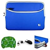 IMAGE OF Blue Laptop Sleeve Water Resistant Case with Zippered Accessory Pocket for 13 inch Apple MacBook Air MC504LL/A Notebook Computers + USB Optical Mini Mouse with Retrac Cord + Bestpricecenter Mouse Pad