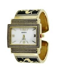 Geneva Floral Square Cuff Bangle Watch