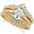 14Kt Yellow Gold Modish Rays Diamond Ring Guard Enhancer (Center ring is not included)