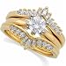 14Kt Yellow Gold Modish Rays Diamond Ring Guard Enhancer (Center ring is not included)