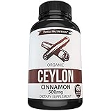 Organic Ceylon Cinnamon Capsules to Promote Lower Blood Sugar Levels & Heart Health, Support Weight Loss, Inflammation & Healthy Joints - ' True Cinnamon ' from Sri Lanka - 500mg - 60 Veggie Capsules