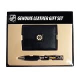 Boston Bruins Leather Tri-Fold Wallet & Comfort Grip Pen Gift Set
