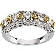 14K Two-Tone Gold White and Natural Yellow Diamond Anniversary Band - 0.75 Ct.