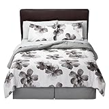 Home Watercolor Floral Duvet Set - Black/White (Full/Queen)