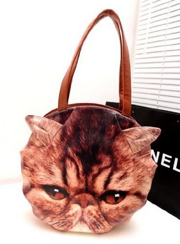 Fashion Cat Handbag Face Shape PU Leather Shoulder Bag Handbag