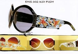 ED HARDY VINTAGE TATTOO SUNGLASSES EHS 002 KOI FISH CLOUD FRAME BROWN GRADIENT LENSES
