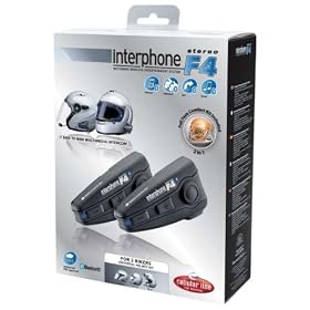 Cellular Line Interphone F4 Stereo - Set 2 kits oreillettes Bluetooth AD2P avec 2 perches pour casque jet modulable int�gral