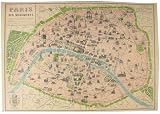 Cavallini Gift Wrap or Decoupage paper, Map of Paris, Vintage look poster or print ~ 3 sheets, 20 x 28 inches each