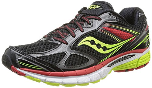 Saucony Men's Guide 7 Running Shoe,Black/Citron/Red,11 M US