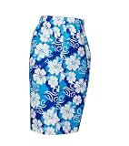 Mens Swim Trunks with pockets. White/Blue Floral Sizes M-XXL