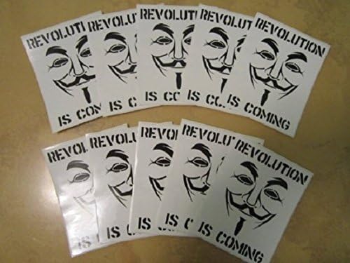 10 Pack Anonymous Revolution Is Coming Decal Sticker Guy Fawkes V Mask