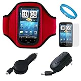 Red Moisture Resistant Workout Armband for HTC Inspire 4G (AT&T) + INCLUDES ....