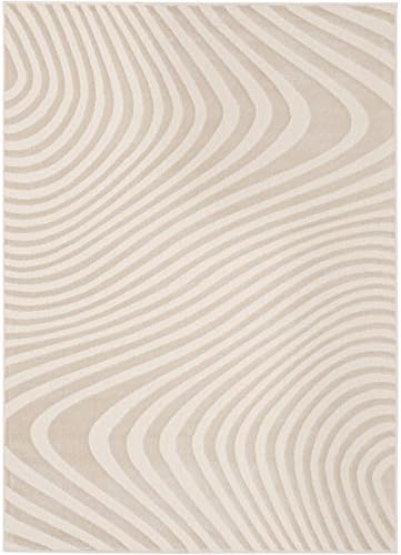 Loft Modern Wavy Stripe Cream Rug (7'10 x 10')