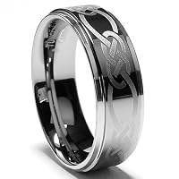 8MM High Polish Tungsten Carbide Ring with Celtic Design Size 8