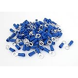 uxcell リングターミナル 電線圧着端子 車のパワー ブルー 120個 RVS1.25-5 22-16 AWGゲージ #10