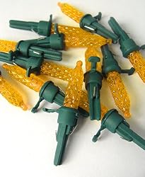 Pack of 12 Orange LED M5 Mini Replacement Christmas Light Bulbs - Green Husk