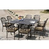 Darlee Elisabeth Outdoor Patio Dining Set With Cushions - 64 Inch Square - Antique Bronze