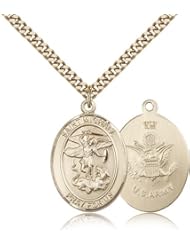 Gold Filled Saint St. Michael / Army Soldier Gift Medal Pendant 1/2 x 1/4 Inches Police Law Officers/EMTs-9076- Comes with a GF Lite Curb Chain Neckace And a Black velvet Box