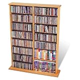 Double Width Wall Media Storage Unit-Maple Finish