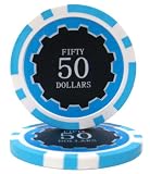 50 $50 Eclipse Clay Composite 14 Gram Light Blue Poker Chips