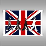 THE BEATLES ABBEY ROAD UNION JACK FRAMED A2 CANVAS ART PRINT